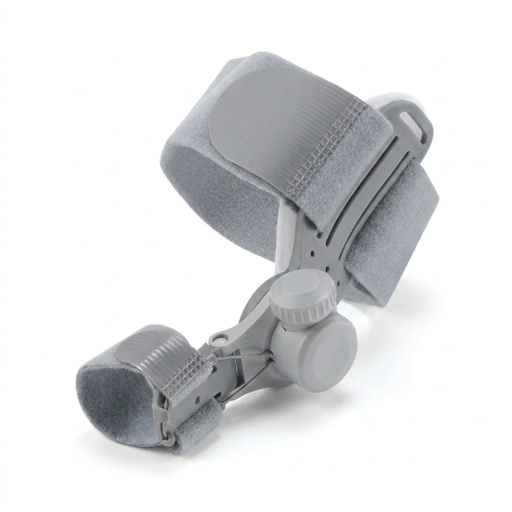 Correcteur hallux valgus rigide à sangles, packshot fond blanc — soulagement oignon du pied — STRYDECARE