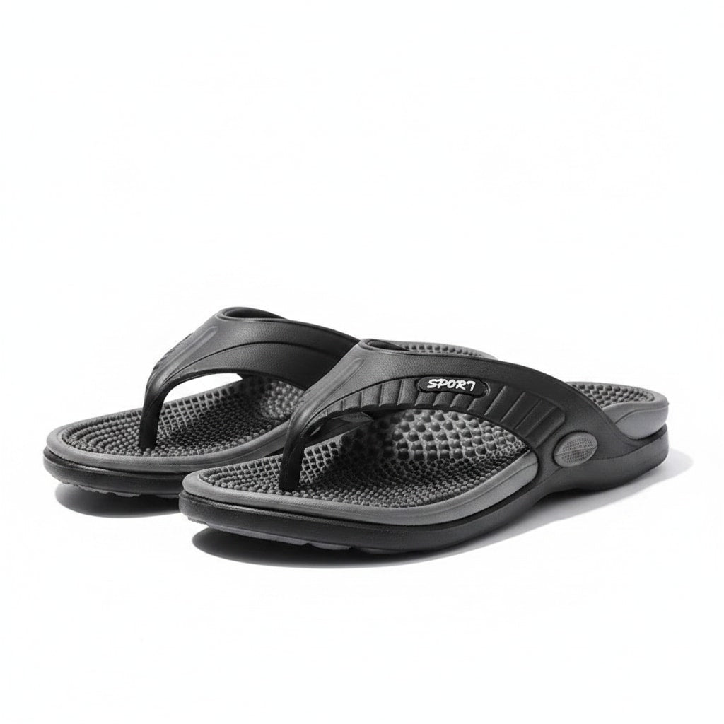 tongs orthopédiques homme, packshot fond blanc — soutien de voûte — STRYDECARE