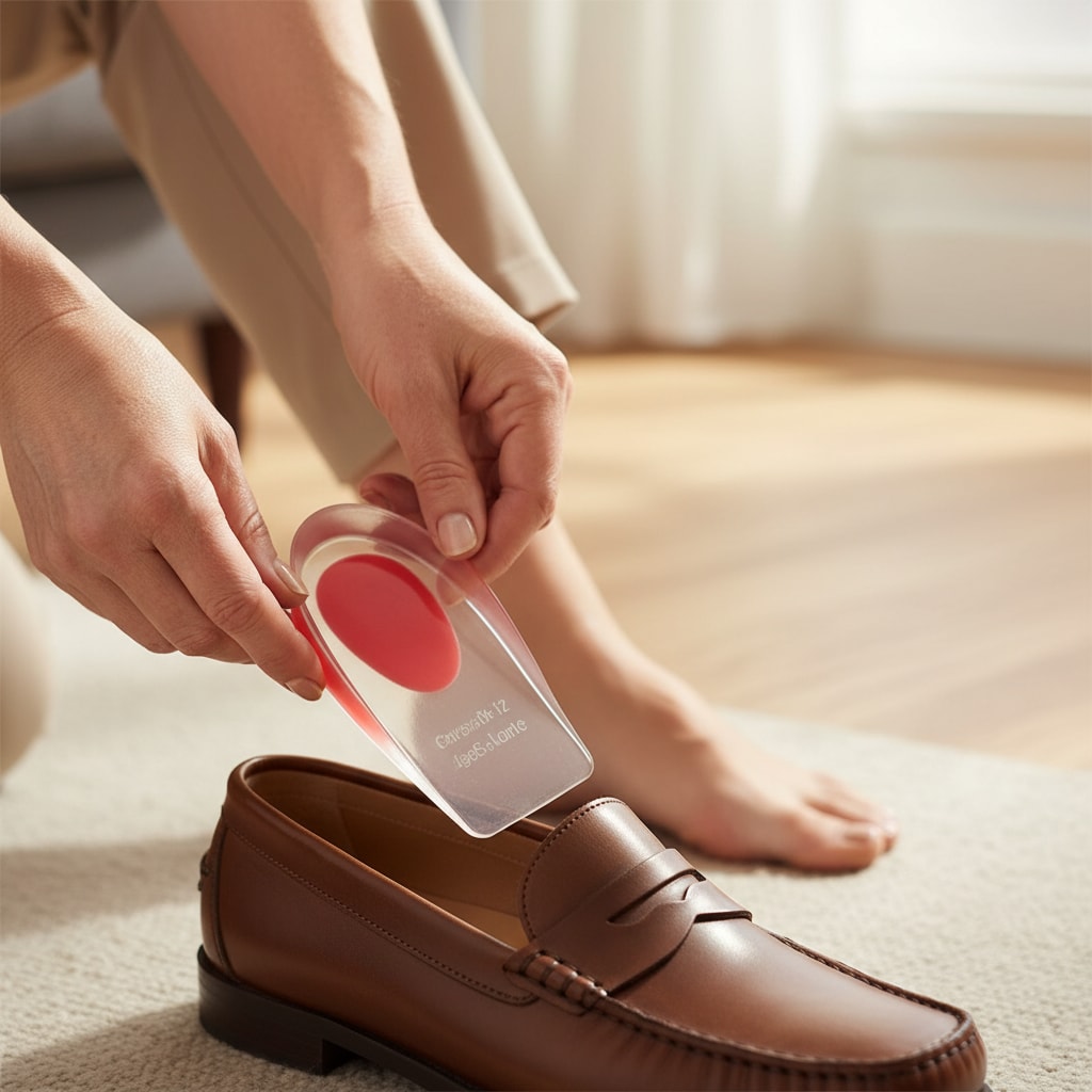 talonnettes en gel silicone en situation — soulagement du talon — STRYDECARE