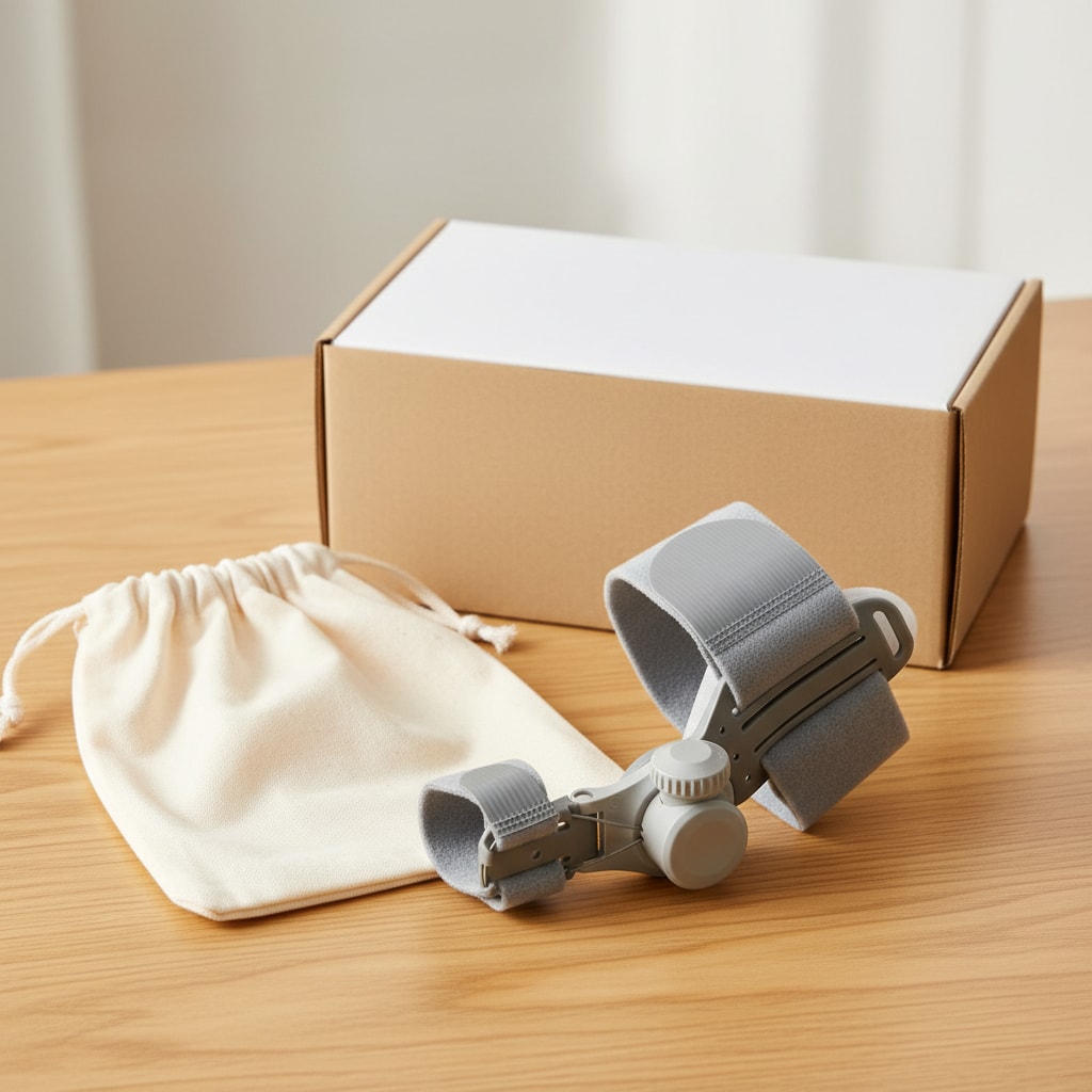 Emballage soigné STRYDECARE du correcteur hallux valgus — livraison suivie, pas de sac plastique — STRYDECARE