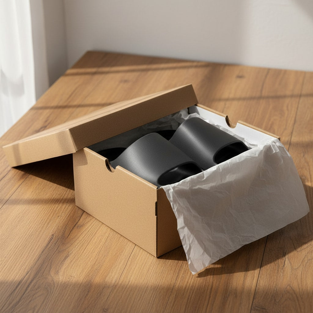Emballage soigné STRYDECARE des sandales orthopédiques — STRYDECARE