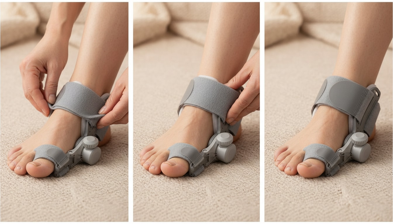 3 étapes pour porter le correcteur hallux valgus rigide — soulagement oignon du pied — STRYDECARE